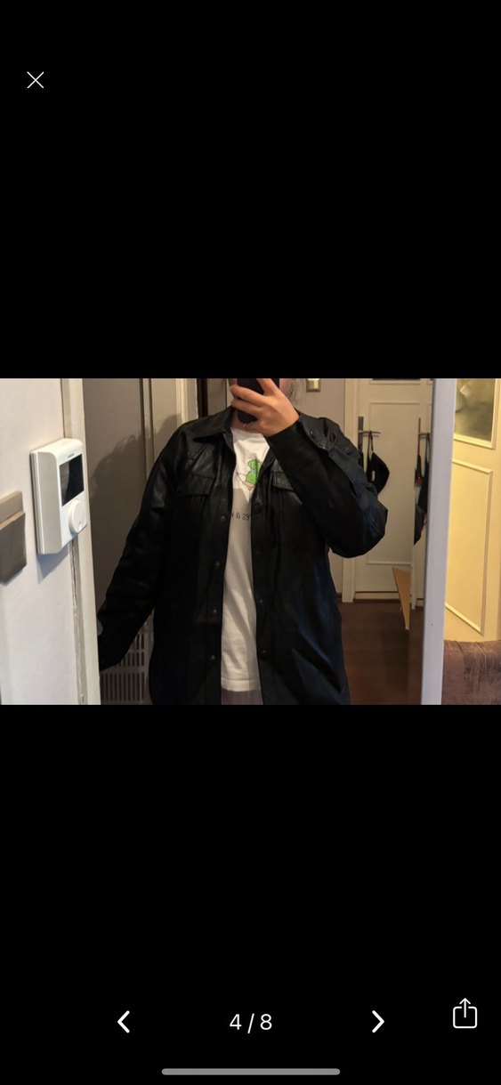 Düğmeli Siyah Deri Kadın Ceket - Görsel 5