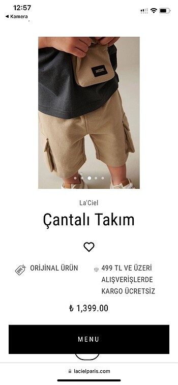 4 Yaş Beden gri Renk Çantalı Takım