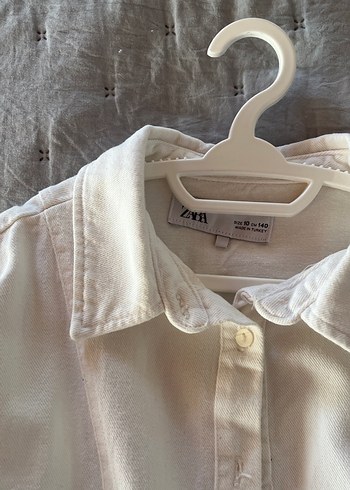 Zara Zara Kids Düğmeli Beyaz kot kız çocuk elbise