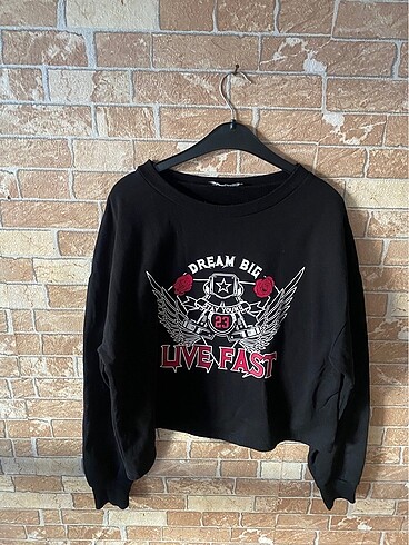 LCW Casual Siyah Desenli Sweatshirt
