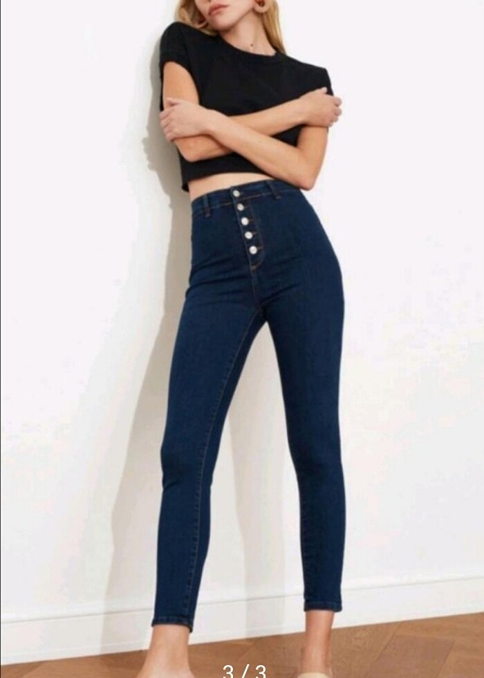 Önden düğmeli jeans - Görsel 2