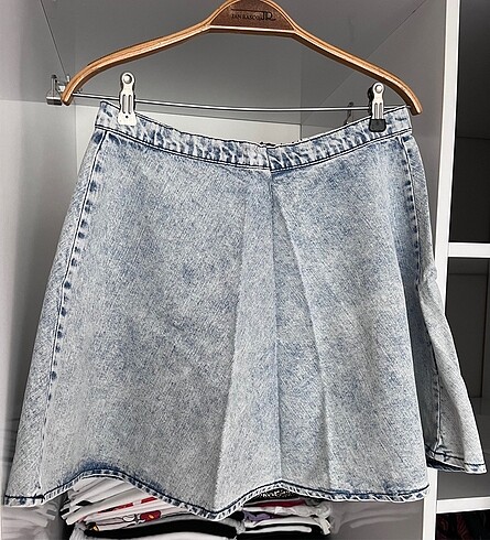 Kloş mini denim etek