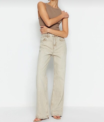 Taş rengi denim pantolon