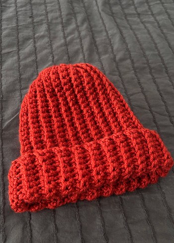 Kadın Kiremit Rengi Örgü Bere - Görsel 7