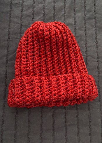 Kadın Kiremit Rengi Örgü Bere - Görsel 5