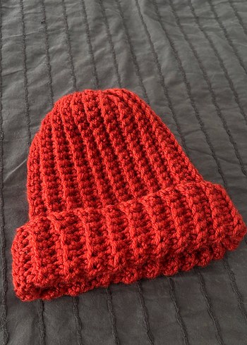 Kadın Kiremit Rengi Örgü Bere - Görsel 6