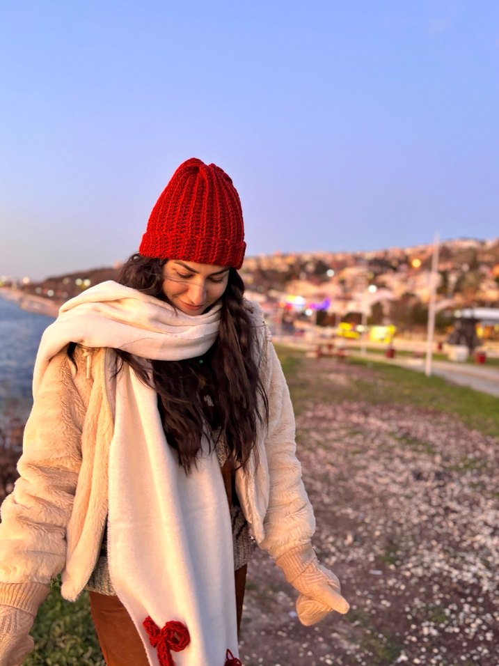 Kadın Kiremit Rengi Örgü Bere - Görsel 2