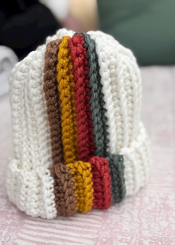 Renkli Bohem Kadın Örgü Bere - Görsel 4