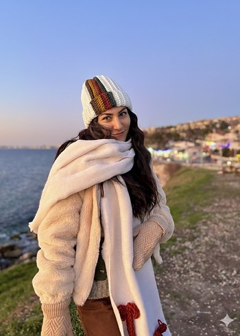 Renkli Bohem Kadın Örgü Bere - Görsel 2