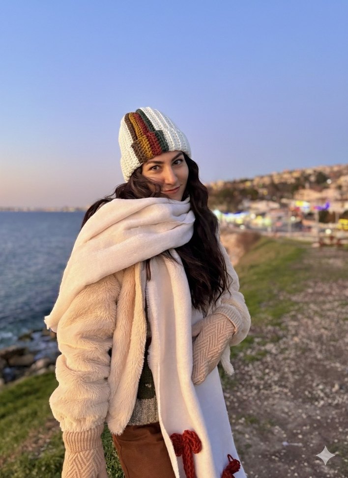 Renkli Bohem Kadın Örgü Bere - Görsel 2