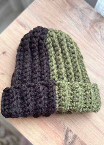 Kahverengi Örgü Kadın Bere - Görsel 2