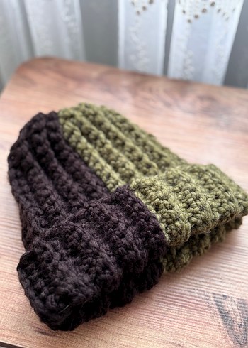 Kahverengi Örgü Kadın Bere - Görsel 3