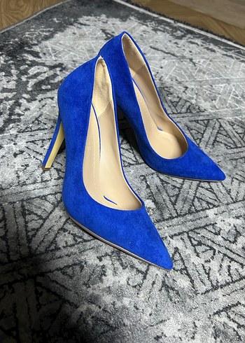 Mavi Süet Stiletto Kadın Ayakkabı - Görsel 2