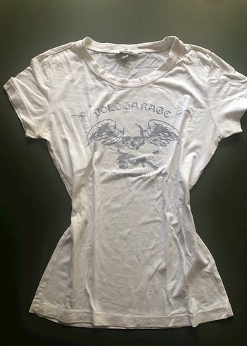 American Vintage Beyaz Baskılı Kısa Kollu Pamuklu Tişört polo garage y2k