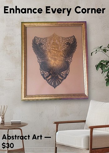 Altın Renk Soyut Sanat Çerçevesi 63*53 ölçüleri