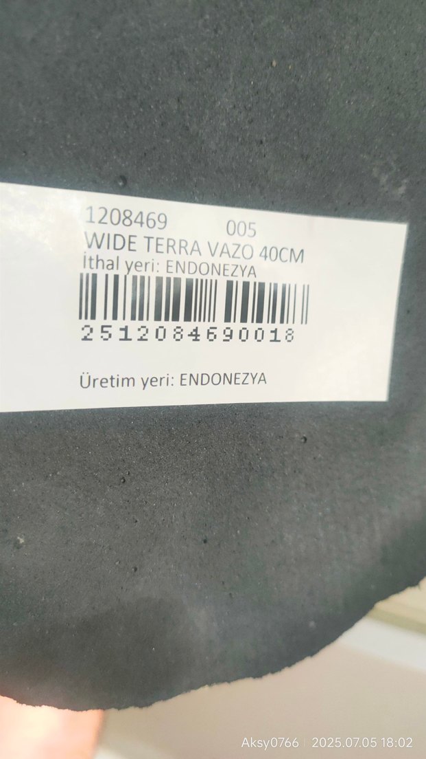 Geniş Terra Vazo 30cm Beyaz-Gri - Görsel 4