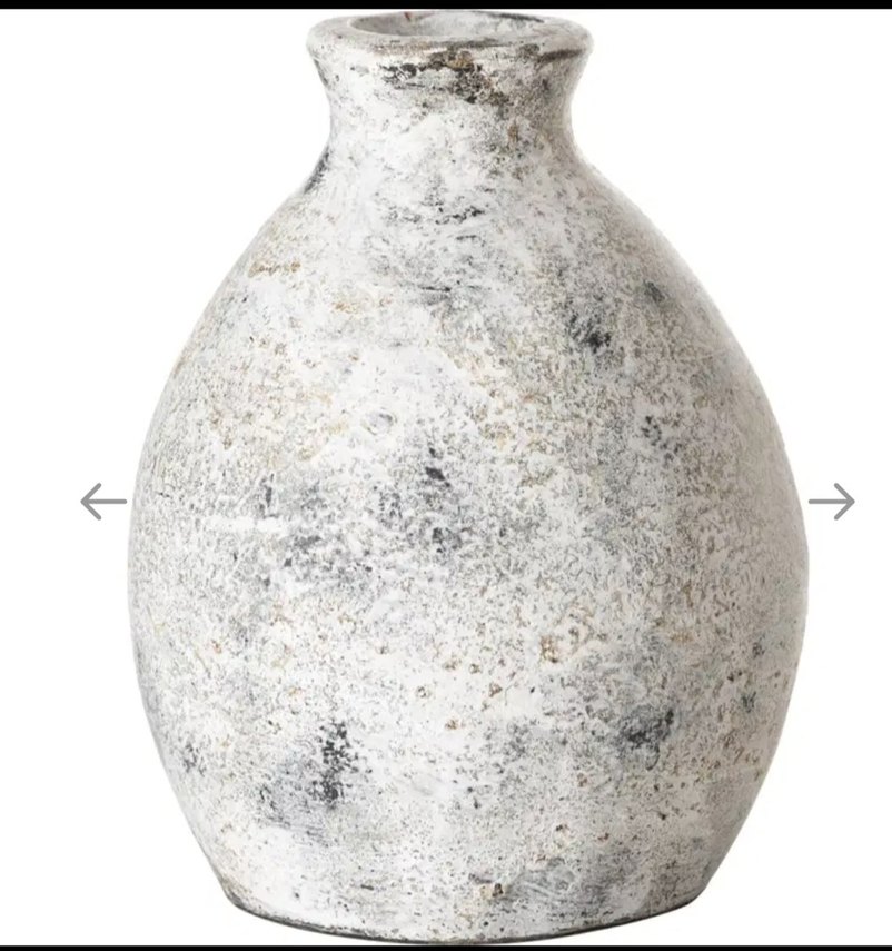 Geniş Terra Vazo 30cm Beyaz-Gri - Görsel 3