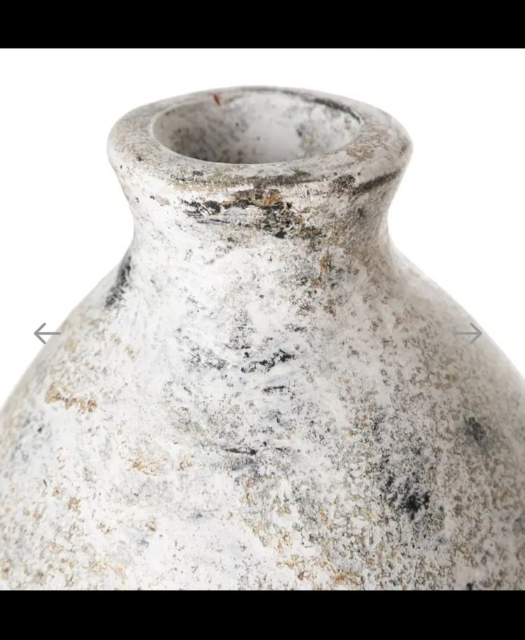 Geniş Terra Vazo 30cm Beyaz-Gri - Görsel 2