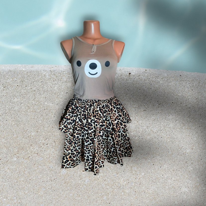 Volanlı Zebra Desenli Mini Etek - Görsel 2