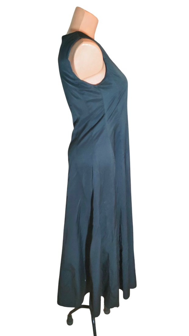 Lacivert V Yakalı Drapeli Uzun Elbise - Görsel 3