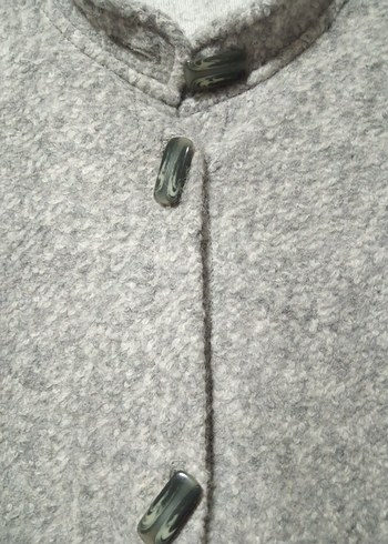 Düğmeli Gri Kadın Keçe Kaban - Görsel 5