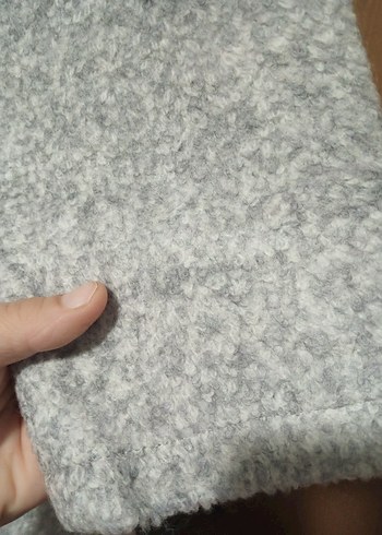 Düğmeli Gri Kadın Keçe Kaban - Görsel 3