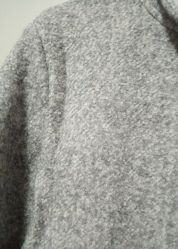 Düğmeli Gri Kadın Keçe Kaban - Görsel 6