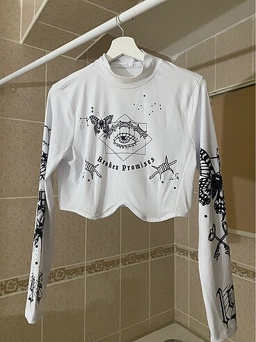 Koton Beyaz Desenli Crop Bluz