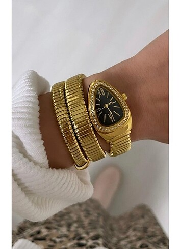 Yılan modeli saat gold