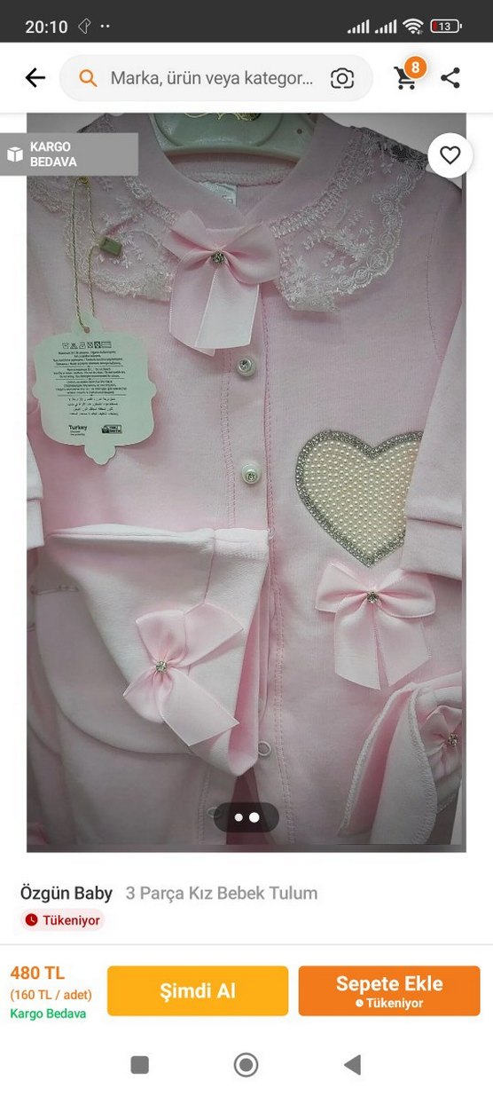 Dantel Detaylı Pembe Kız Bebek Hastane Tulumu - Görsel 2