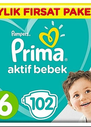 6 numara Prima aktif Bebek 102 adet