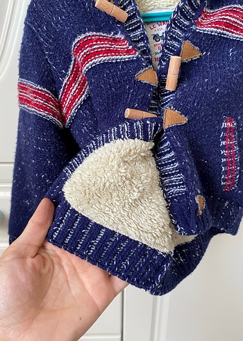 Bohem Tarzı Erkek Çocuk Mavi Örgü Hırka - Görsel 2