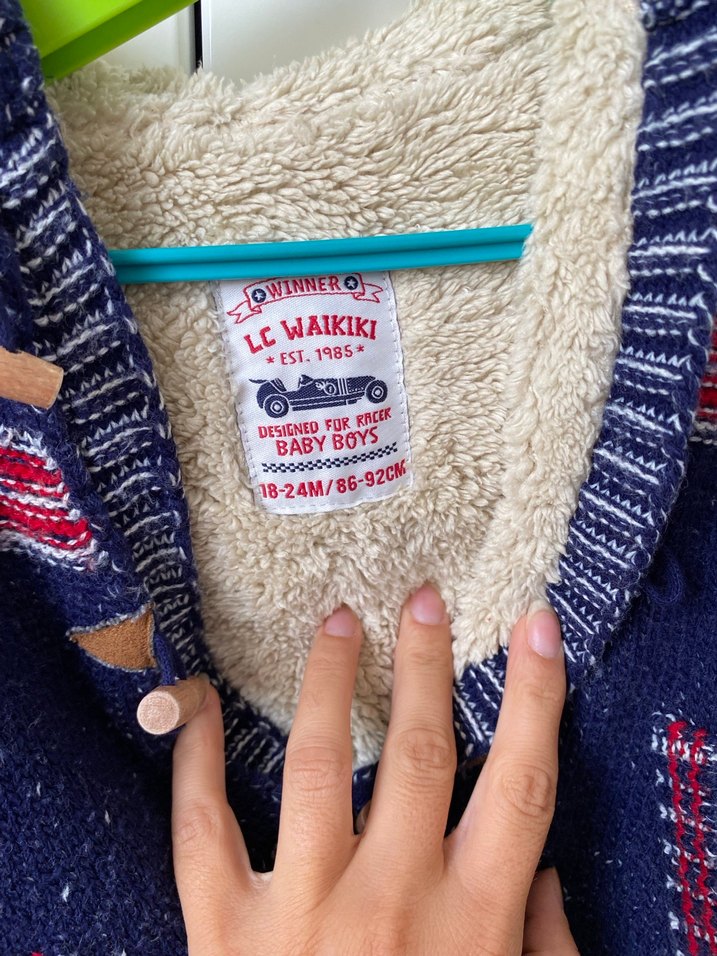 Bohem Tarzı Erkek Çocuk Mavi Örgü Hırka - Görsel 3