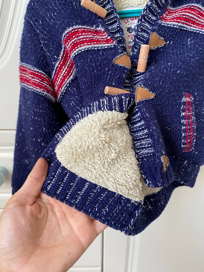 Bohem Tarzı Erkek Çocuk Mavi Örgü Hırka - Görsel 2