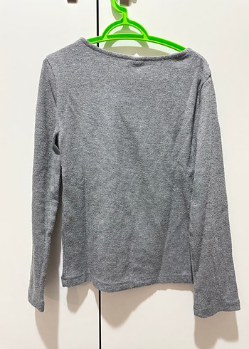 Kız Çocuk Gri Uzun Kollu Fırfırlı Sweatshirt - Görsel 3