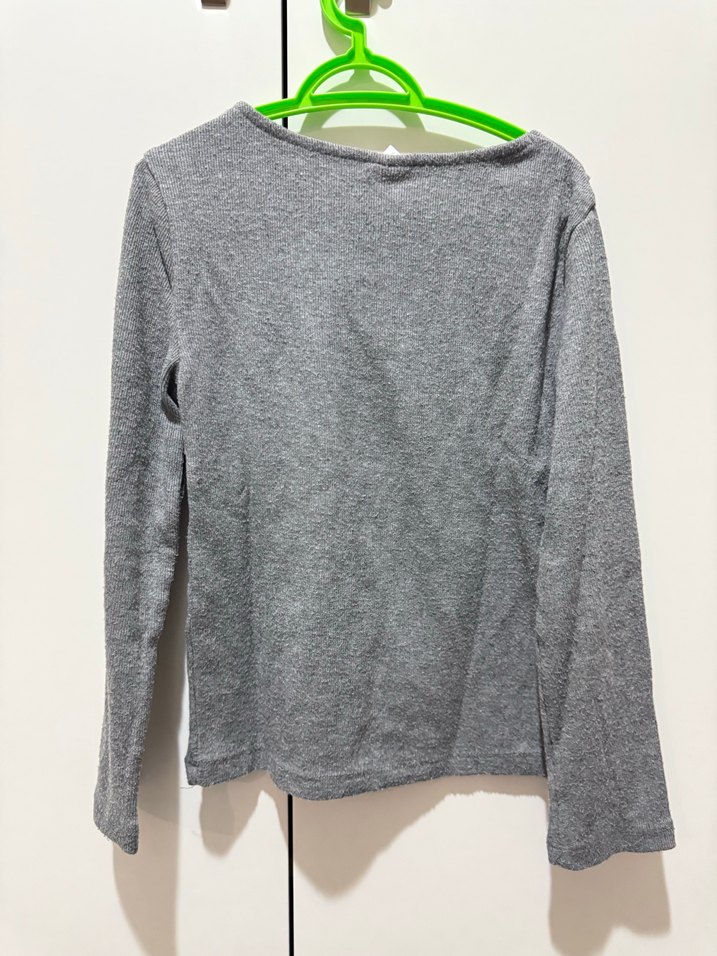 Kız Çocuk Gri Uzun Kollu Fırfırlı Sweatshirt - Görsel 3