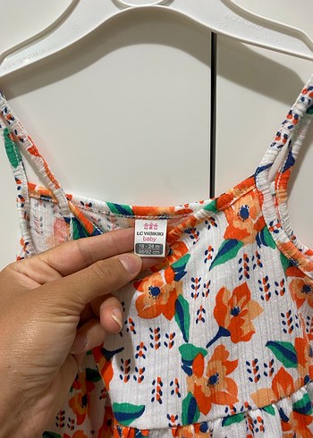 Turuncu Çiçek Desenli Kız Elbisesi - Görsel 3