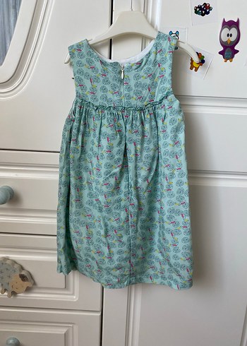 Kız Çocuk Turkuaz Desenli Bohem Elbise - Görsel 4