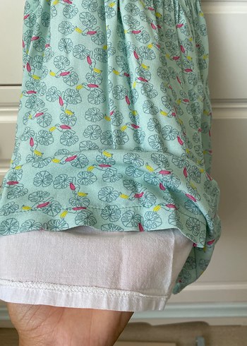 Kız Çocuk Turkuaz Desenli Bohem Elbise - Görsel 3