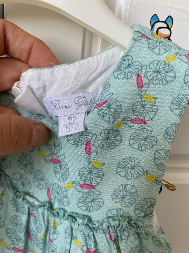 Kız Çocuk Turkuaz Desenli Bohem Elbise - Görsel 2