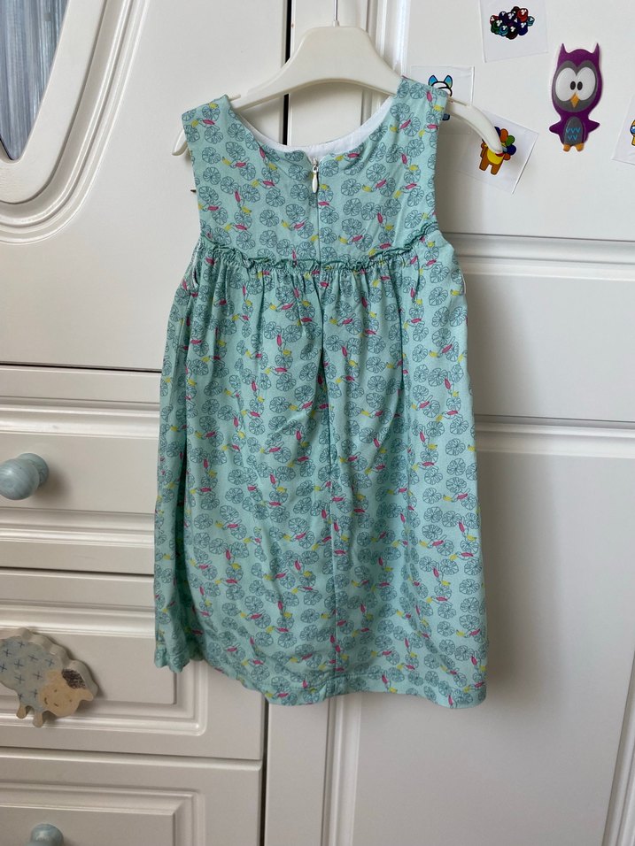 Kız Çocuk Turkuaz Desenli Bohem Elbise - Görsel 4