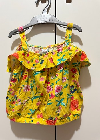 Sarı Çiçekli Kız Çocuk Fırfırlı şort takımı - Görsel 4