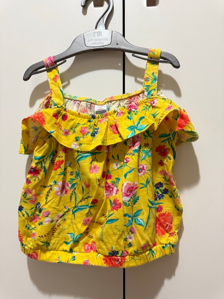 Sarı Çiçekli Kız Çocuk Fırfırlı şort takımı - Görsel 4