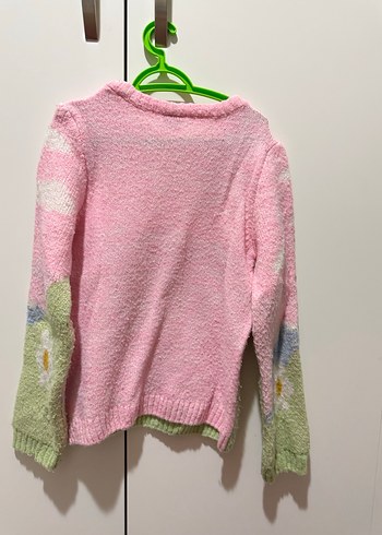 Pembe Çiçekli Örgü Kazak - Görsel 3