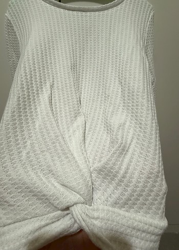 Pamuklu Beyaz Uzun Kollu Triko - Görsel 3