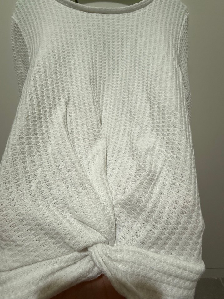 Pamuklu Beyaz Uzun Kollu Triko - Görsel 3