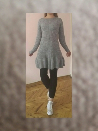 GRİ ÖRGÜ ELBİSE 