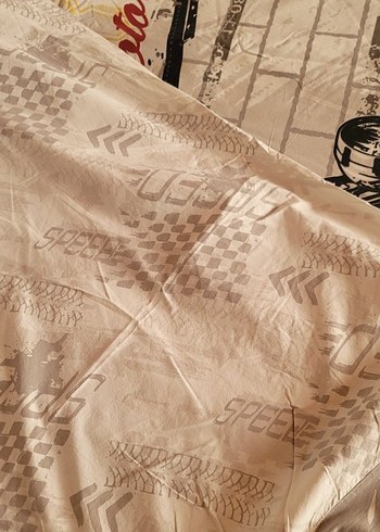 Motosiklet baskılı Gri Beyaz Nevresim Takımı - Görsel 3