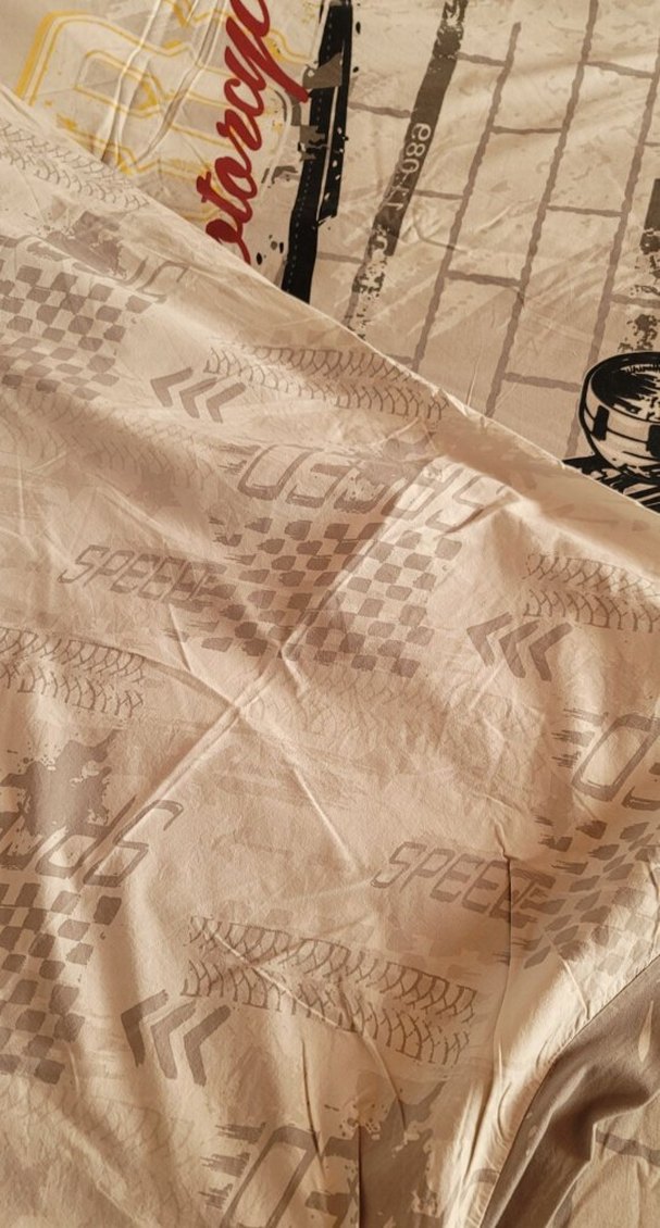 Motosiklet baskılı Gri Beyaz Nevresim Takımı - Görsel 3