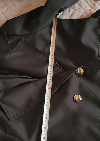 Düğmeli Siyah Kadın L bedenTrençkot - Görsel 5